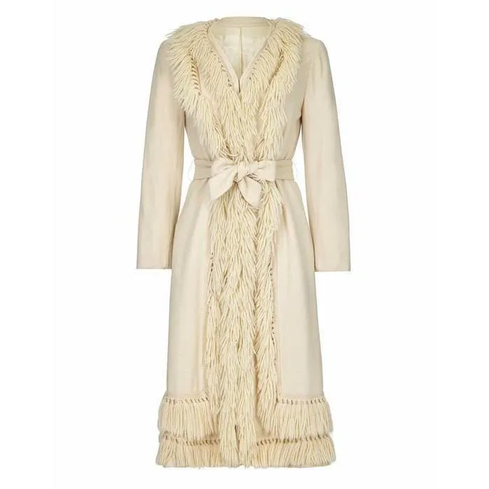 ARCHIVE - 1970s Cream Wool Tassle Coat