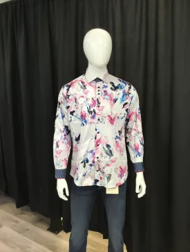 Au Noir TOLEMAN Mens L/S Dress Shirt Fuschia/Multi