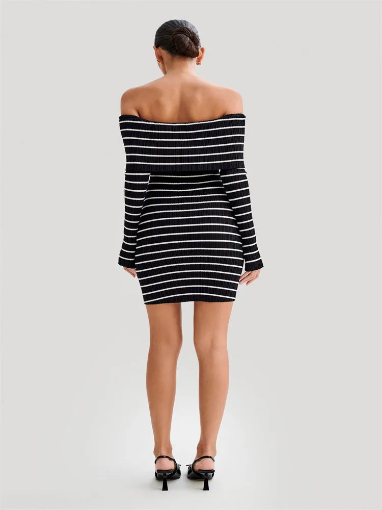 Carol Striped Knit Sweater Mini Dress