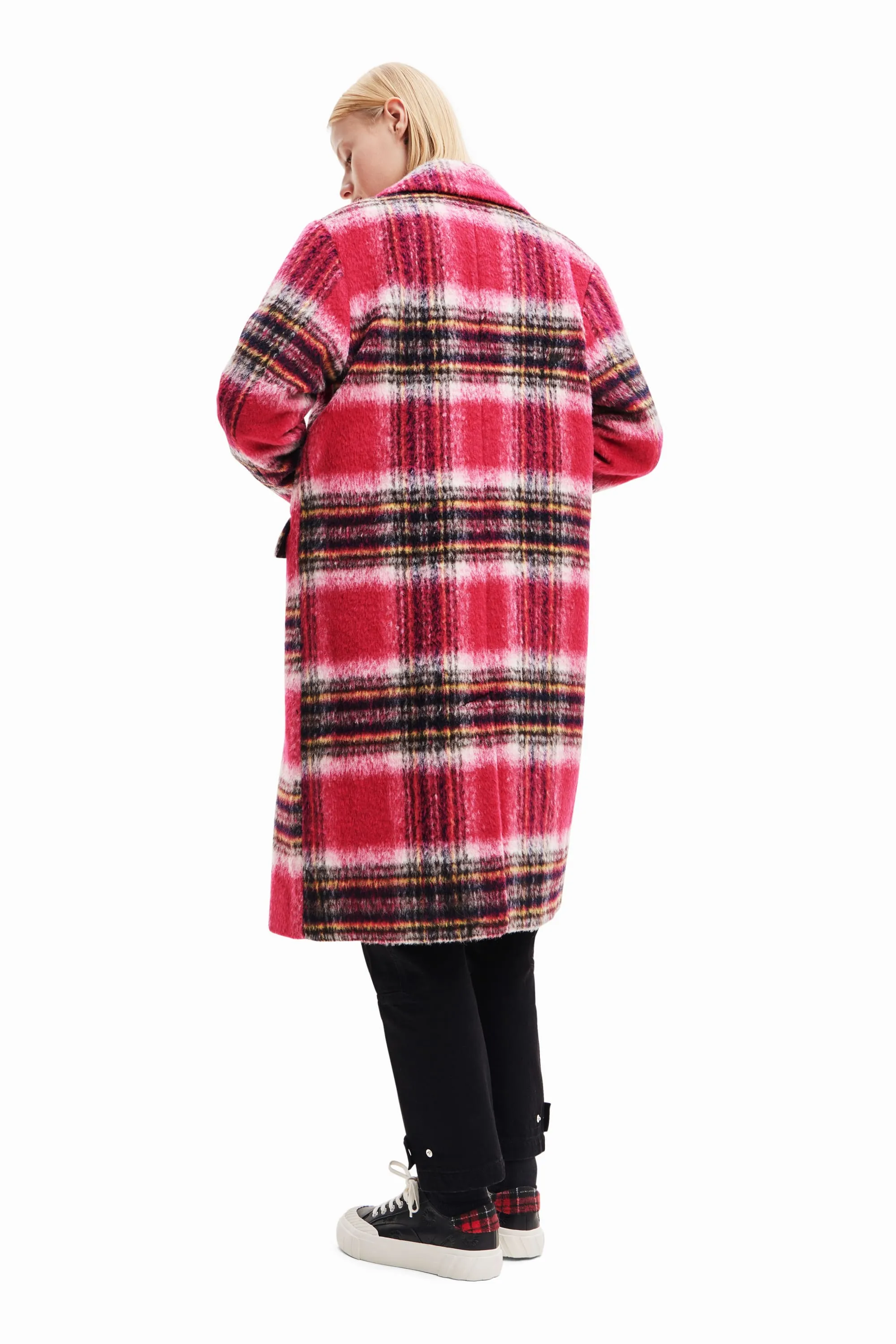 Desigual Tommy Pink Checked Oversized Coat 23WWEWAD