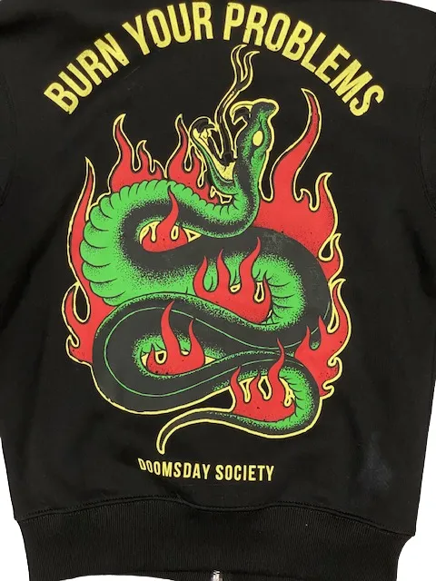 Doomsday Felpa Uomo con cerniera e cappuccio Burn Your Problems HDY0039ZBLK nero