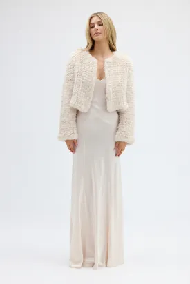 Faux Lola Crop Jacket - Oatmeal