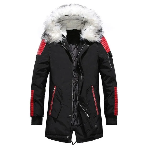 FGKKS Men Parka Cotton Thick Jacket 2019 Winter New Warm Fashion Fleece Jackets Coats Fur Collar  Men's Parkas