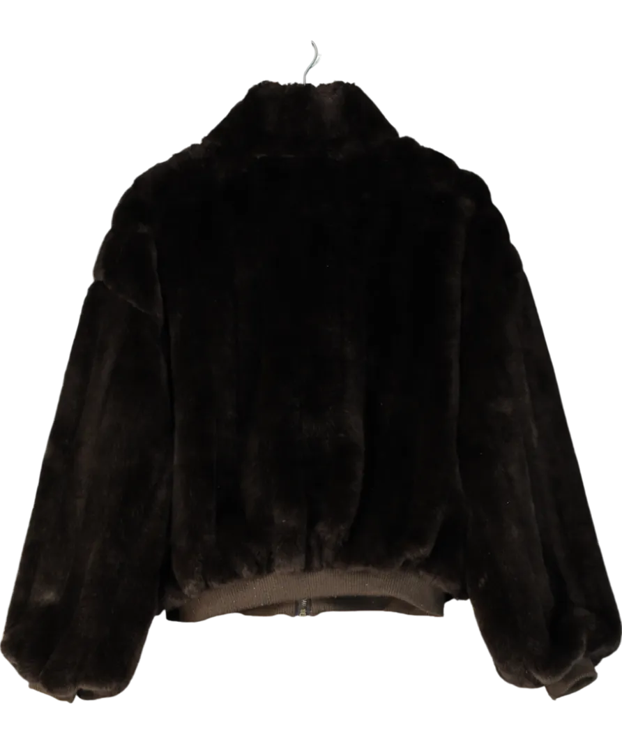 FRANKIE SHOP Brown Hope Faux Fur Jacket UK XS/S