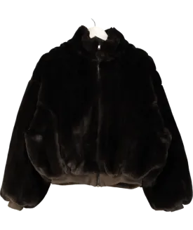 FRANKIE SHOP Brown Hope Faux Fur Jacket UK XS/S