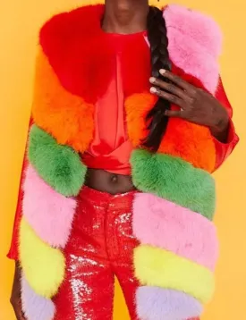Jayley Faux Fur Rainbow Vest