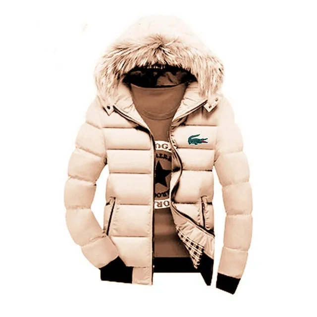 Lacoste- Winter fleece Thicken Warm Jacket Men Hoodied Parka Men high quality Waterproof Jacket Parkas Coat Mens Hoodies Jacket