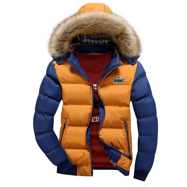 Lacoste- Winter fleece Thicken Warm Jacket Men Hoodied Parka Men high quality Waterproof Jacket Parkas Coat Mens Hoodies Jacket