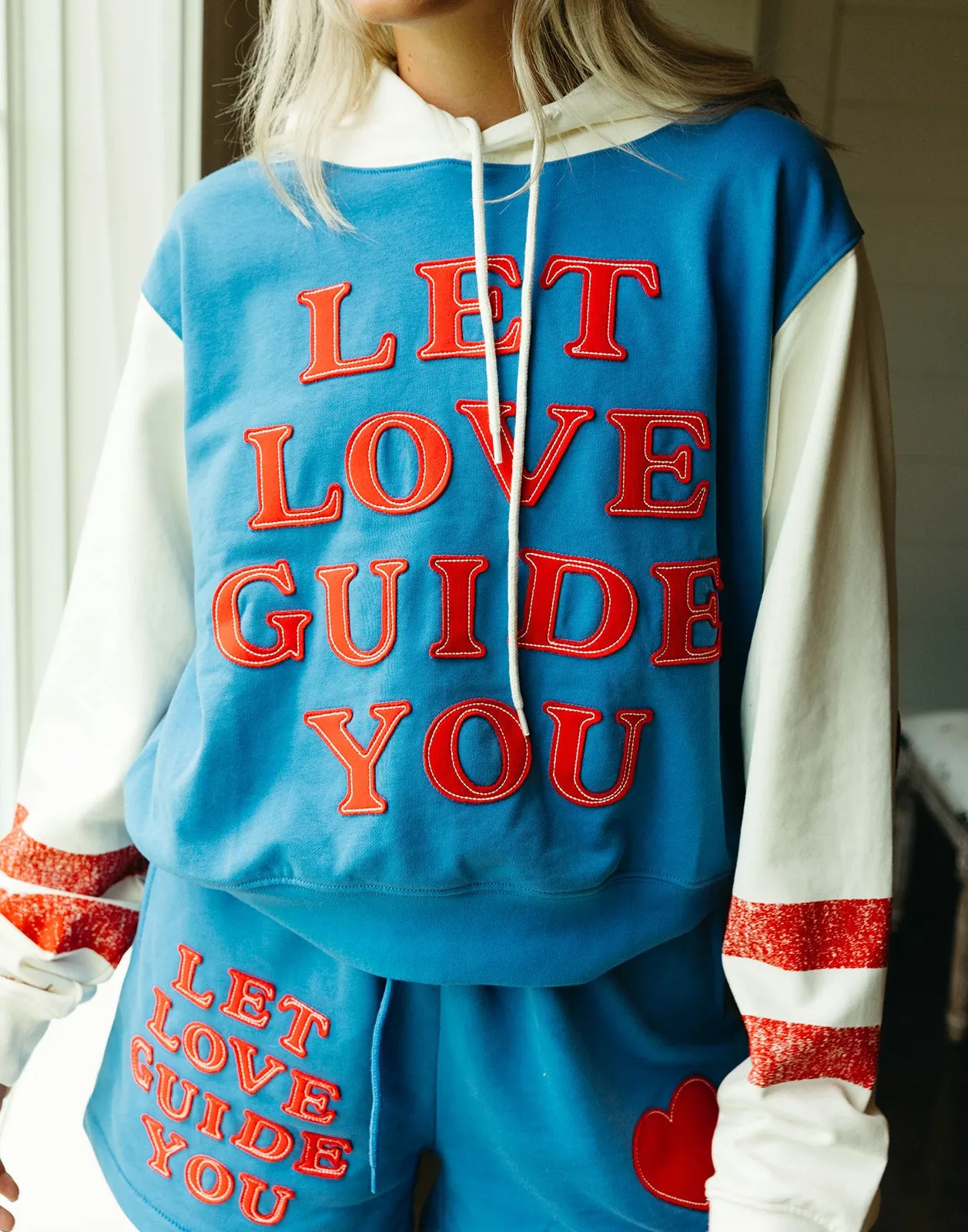 Let Love Guide You Hoodie - Blue/Cream