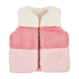 Mud Pie Pink Color-Block Fur Vest