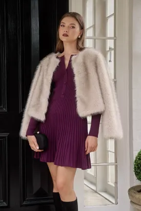 Ridhi Faux Fur Coat Stone
