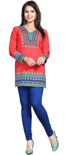 Vibrant Red Kurti Top – Stylish Short Kurti for Women