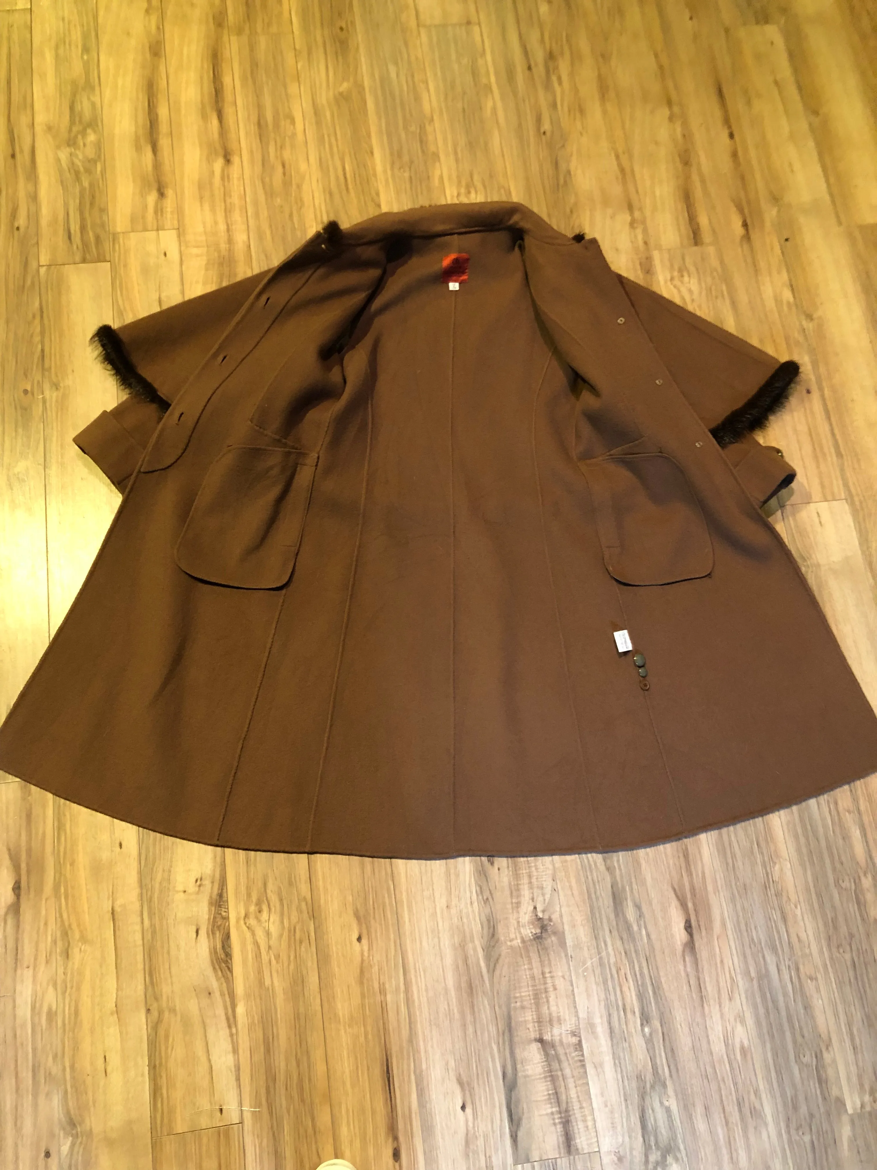 Vintage “Ch” by Tokyo and Co Long Coat with Fur Trim Cape