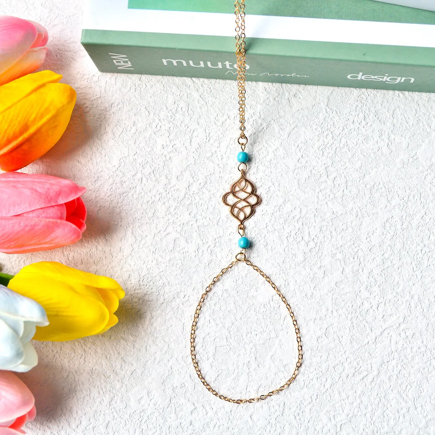 Vintage Water Drop Ethnic Hollow Stone Anklet
