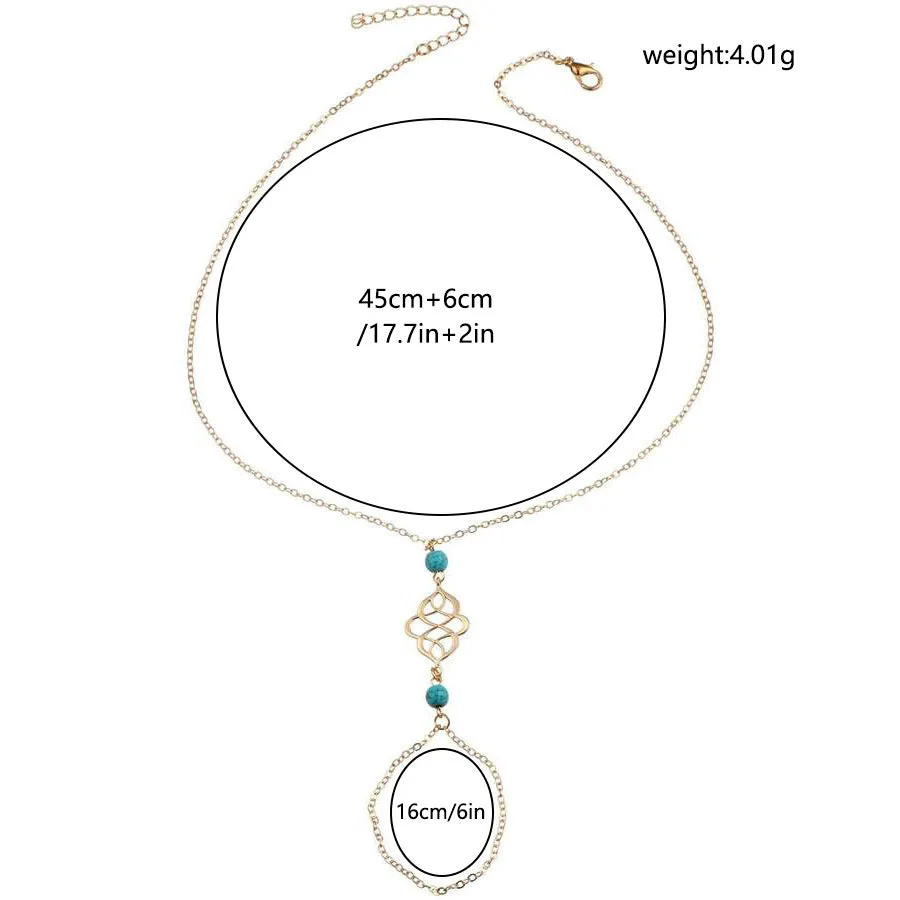Vintage Water Drop Ethnic Hollow Stone Anklet