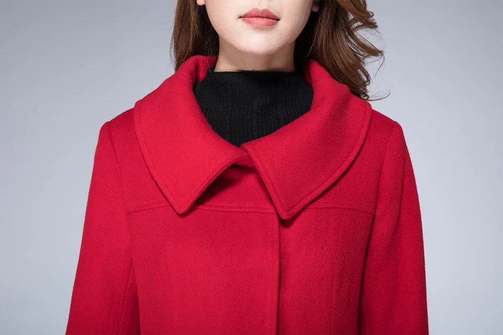 womens red minimalist winter wool coat 1862