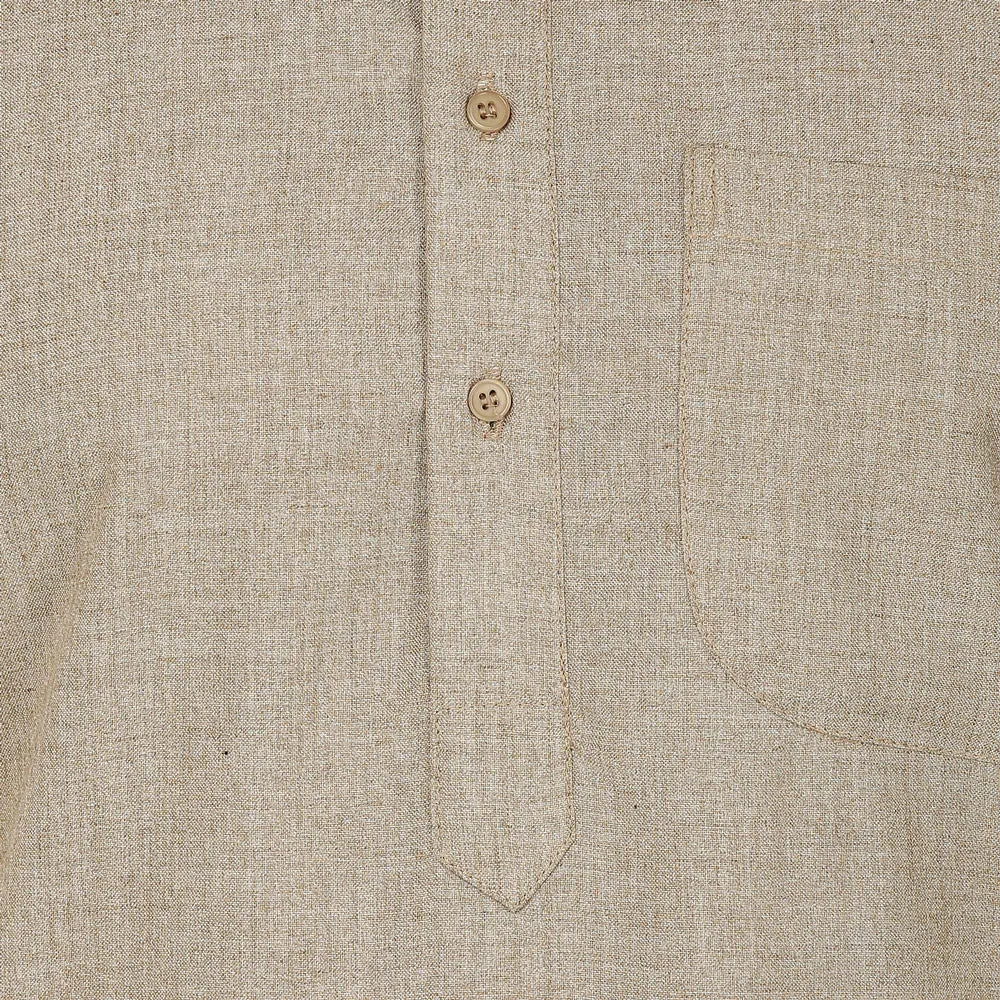 Wool Blend Cotton Kurta Pajama Men's Indian Dress (Brown)