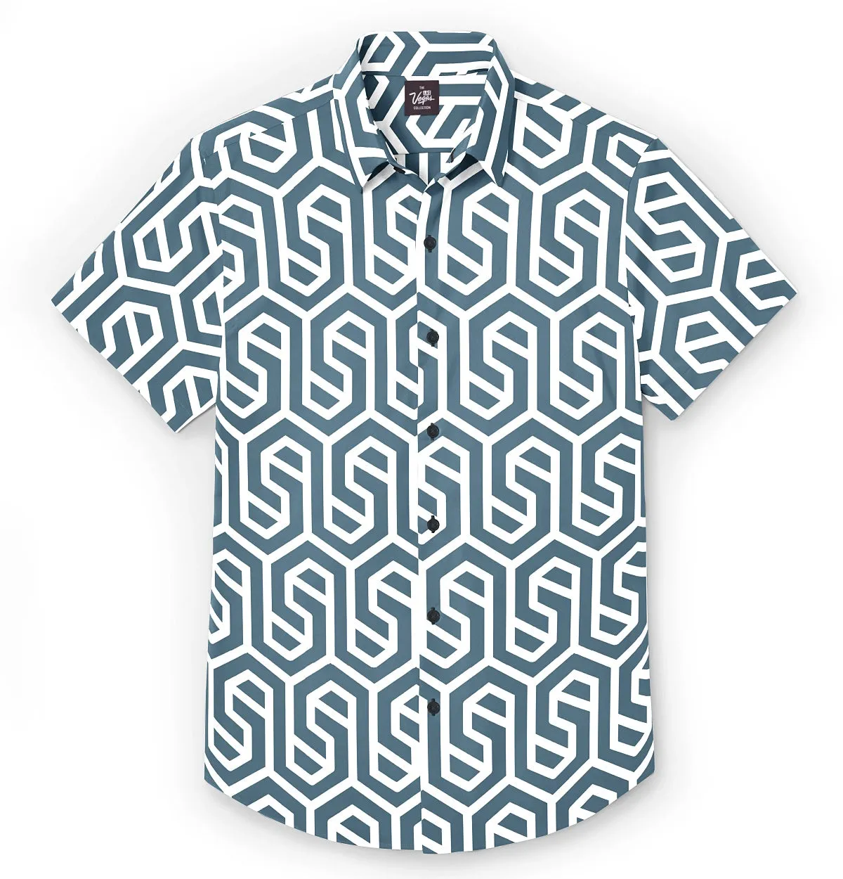 Wrinkle-Free - Teal Abstract - Short Sleeve